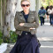 Anna Paquin Olive Green Leather Jacket