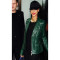 Rihanna Classic Green Leather Jacket