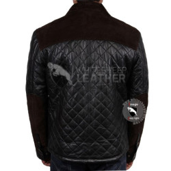 New Mens Handmade Black Quilted Slimfit Leather Jacket (Free Shipping)