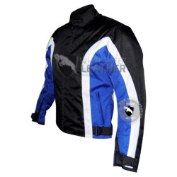 Textile Motorbike Men Black With Blue Contrast cordura Jackets (Free Shipping)