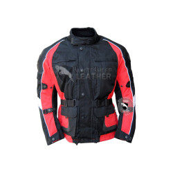 Textile Motorbike Men Black And Red Leather Jackets