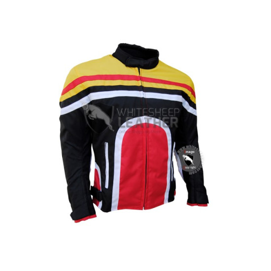 Textile Motorbike Men Black With Multi Color Contrast cordura Jackets (Free Shipping)