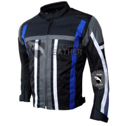 Textile Motorbike Men Black With Blue Strip cordura Jackets
