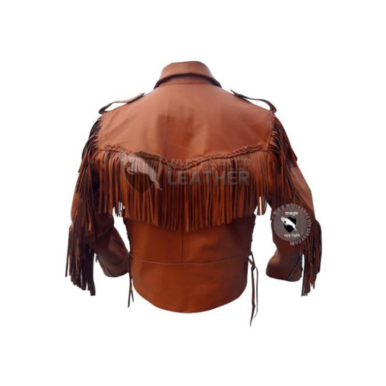 Brown Western Cowboy Fashion Leather Jacket ( Free Shipping)