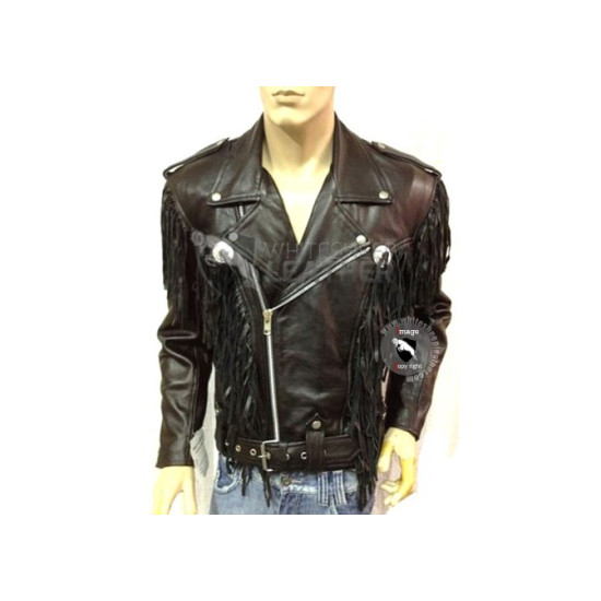 Black Western Style Motorcycle Safety Leather Jacket ( Free shipping)