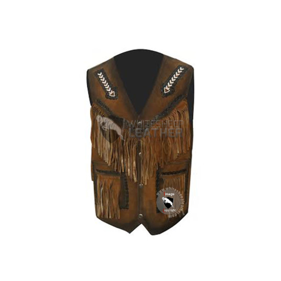 Mens Stylish Western Style Leather vest Jacket (Free Shipping)
