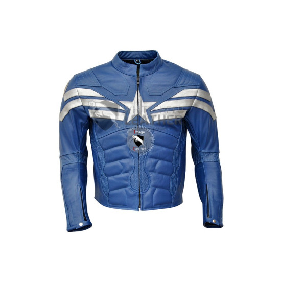 Captain America Blue Leather jacket