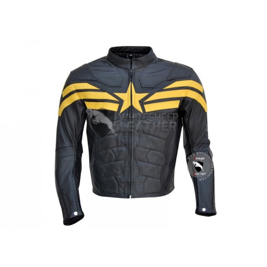 Captain America Yellow Black Leather Jacket