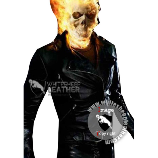 Ghost Rider Spiked Black Leather Motorcycle Jacket