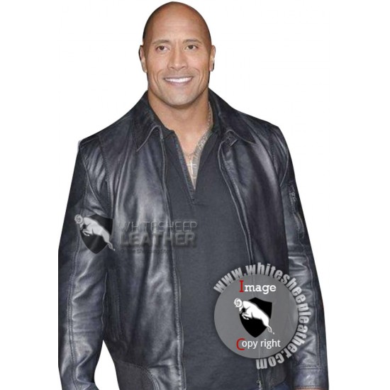 Faster The Rock Dwayne Johnson Black Leather Jacket