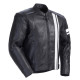 Men Black & White Stripe Motorbike Leather Jacket