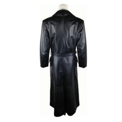 Trendy Ladies Long Black Leather Coat