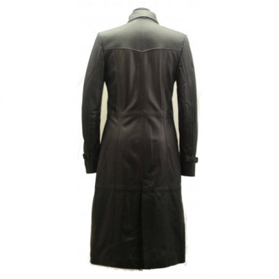 Women Classic Full Lenght Leather Coat