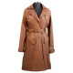 Women Brown 4 Button Front Style Leather Coat