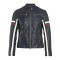 Designer Men Black / White Stripe Leather Jacket