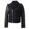 Black And Navy Calf Leather Jacket