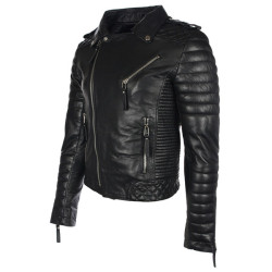 Designer Black Motorcycle Leather Jacket