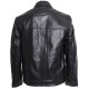Men's Double Pocket Black Leather Jacket