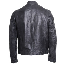Men's Black Leather Straight Fit Leather Jacket