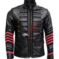 Men's Military Biker Style Leather Jacket