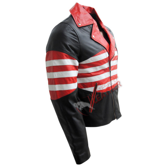 American USA Flag Motorcycle Leather Jacket