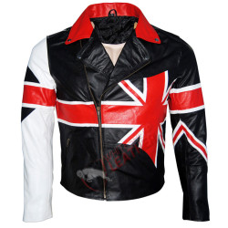 American USA Flag Motorcycle Style Leather Jacket