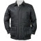 Men Front Double Pocket Black Leather Coat