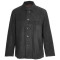 Men's Front Five Button Leather Straight Coat