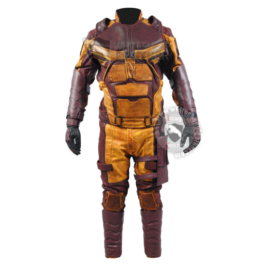 Daredevil season 2 Yellow and Red costume suit  (Screen Printed Lycra Suit ) +  Accessories  (weathered )