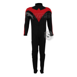 New NightWing Red and Black Jumpsuit  (Textured Stretch Fabric )