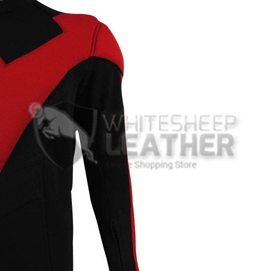 New NightWing Red and Black Jumpsuit  (Textured Stretch Fabric )