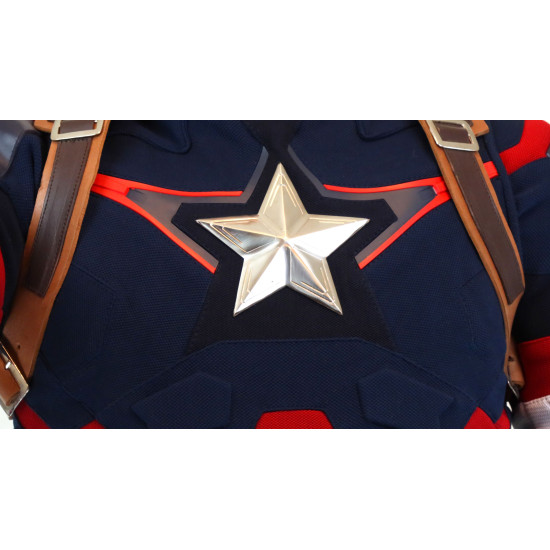 Avengers Age of Ultron Captain America Steve Rogers Costume with Accessories  ( Textured Stretch Fabric ) 