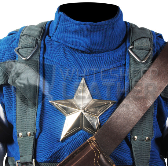 Captain America The First Avenger Chris Evans Costume Suit (Textured Stretch Fabric )