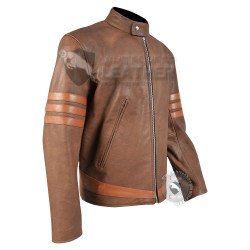 X-Men Origins Wolverine distressed brown Leather jacket