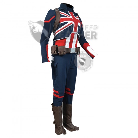 Captain Carter suit / Captain Britain ladies suit ( Textured Stretch Fabric ) (updated Version )