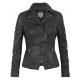 Women Classic Motorcycle Black Leather Jacket