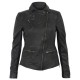 Women Stylish Collar Black Leather Jacket