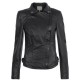 Women Front Zipper Black Leather Jacket