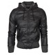 Black Bomber Hooded Leather Jacket
