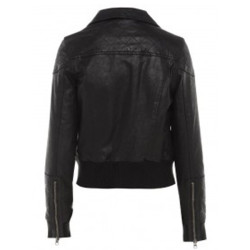 Ladies Black Bomber Motorcycle Leather Jacket