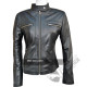 Women Black Perforated Style Leather Jacket