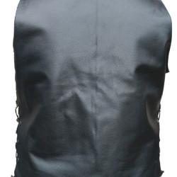 Casual Men Black Four Pocket Leather Vest
