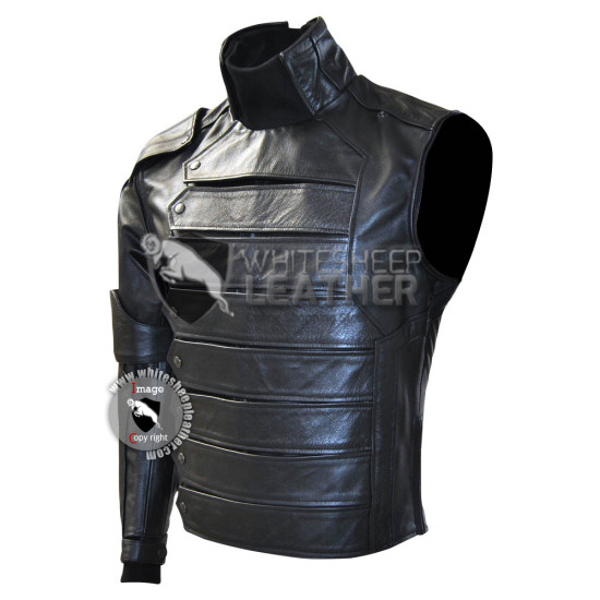Captain America Winter Soldier : Bucky Barnes Real Leather Jacket