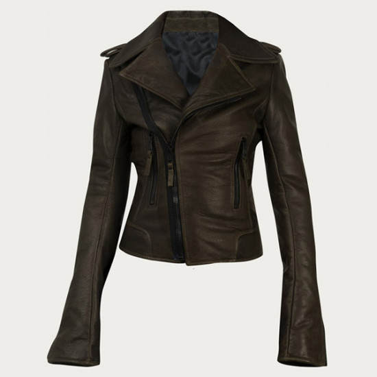 Women Fashionable Brown Leather Jacket