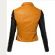 Women Black / Yellow Biker Leather Jacket