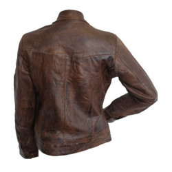 Designer Front Zipper Brown Leather Jacket