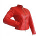 Designer Front Zipper Red Leather Jacket